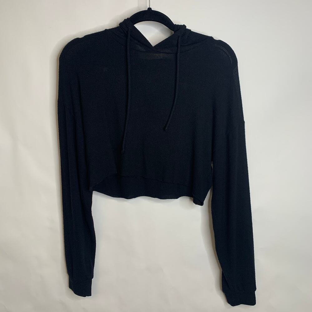 California Stitch Black Cropped Hoodie Lightweight Sz Small